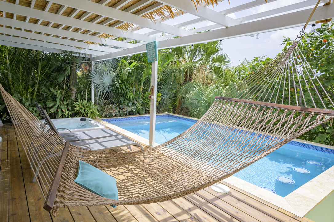 The hammock beside the pool