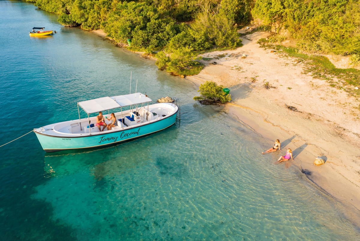 Tommy Coconut’s boat on the water in Curaçao