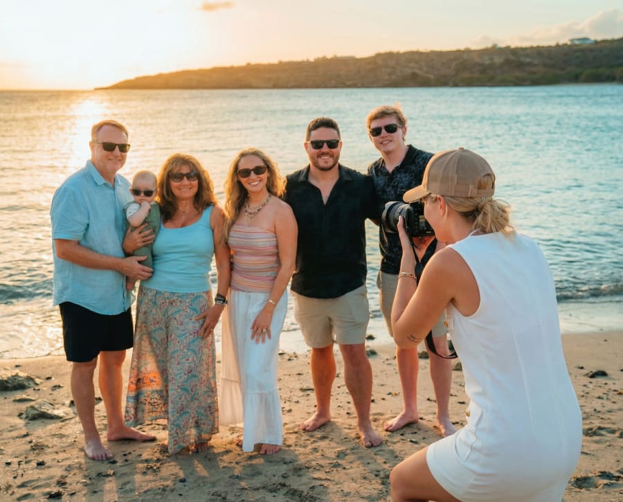 A family photo session on the beach